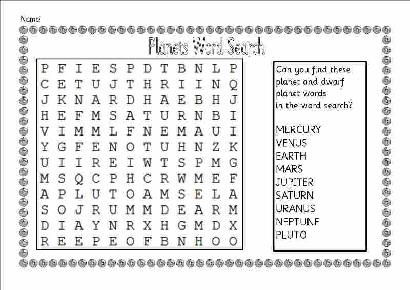 planets word search